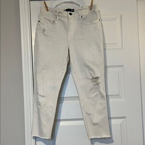 Kut from the Kloth Off-White Distressed Ankle Jeans